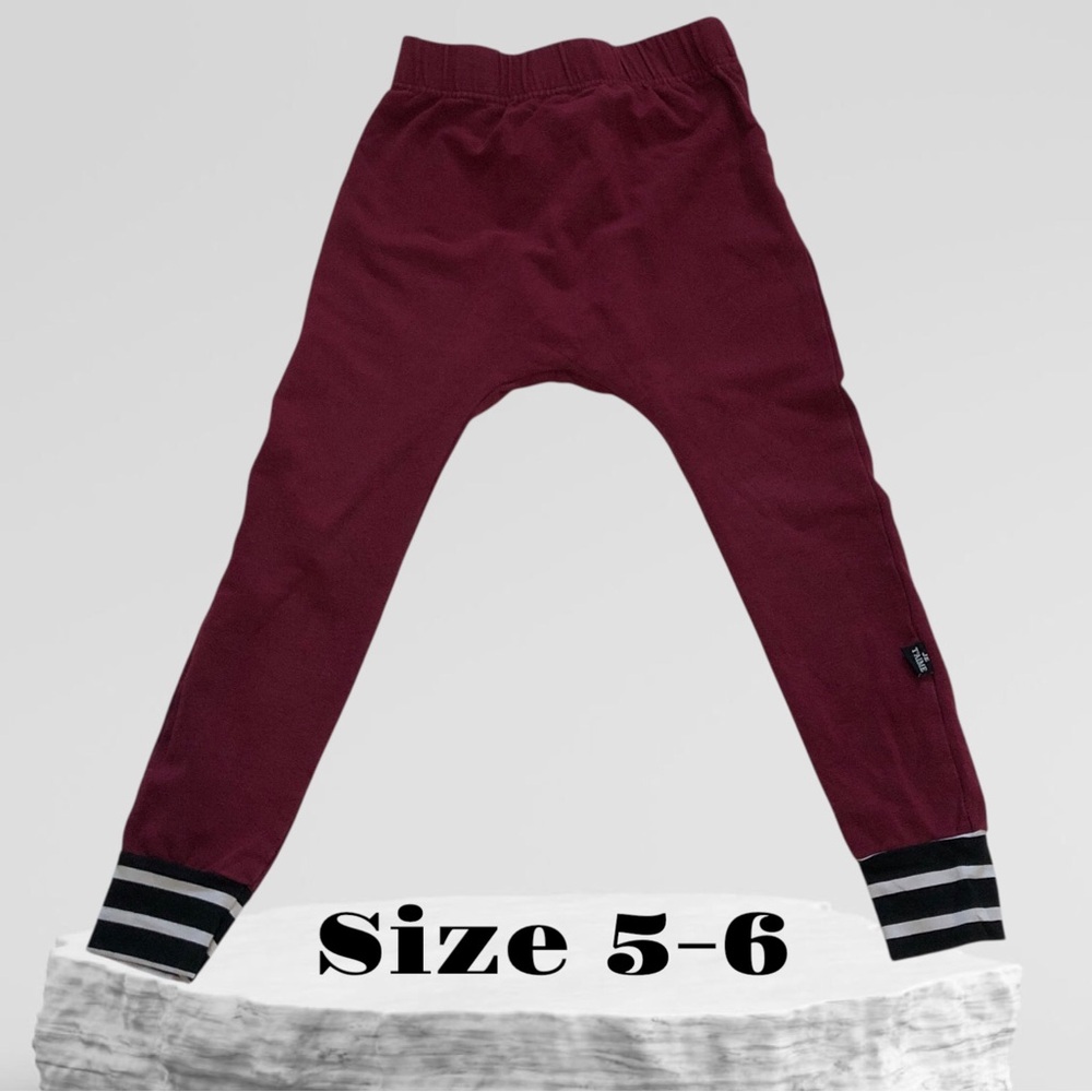 Kids Maroon Joggers with Striped Cuffs